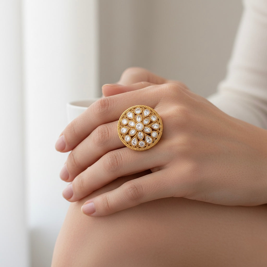 Crystal Bloom anillo ajustable