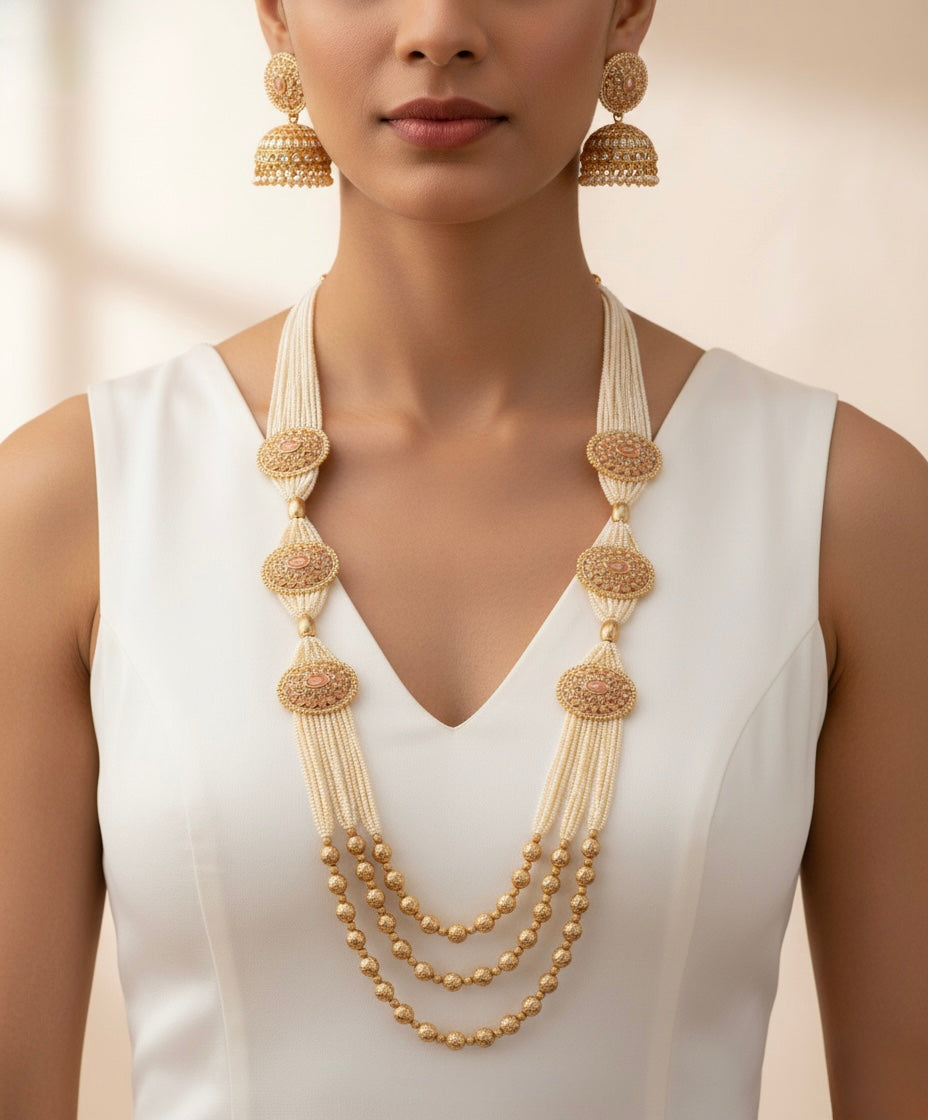 Ivory Moti Set Ajustable