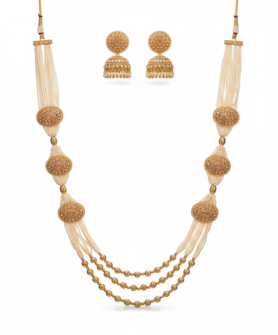 Ivory Moti Set Ajustable