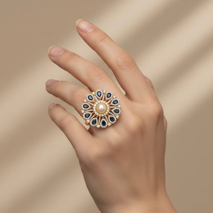 Perla Zafiro. Anillo Ajustable